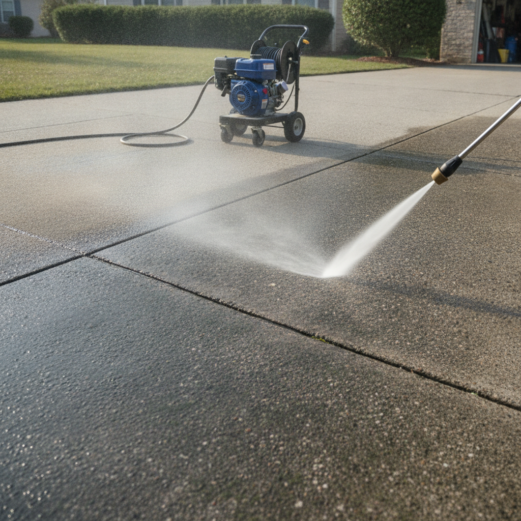 Pressure Washing concrete no person
